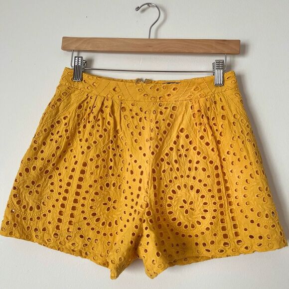 BCBGMAXAZRIA rich yellow, embroidered, lined shorts. Great condition, Small. - Picture 1 of 8